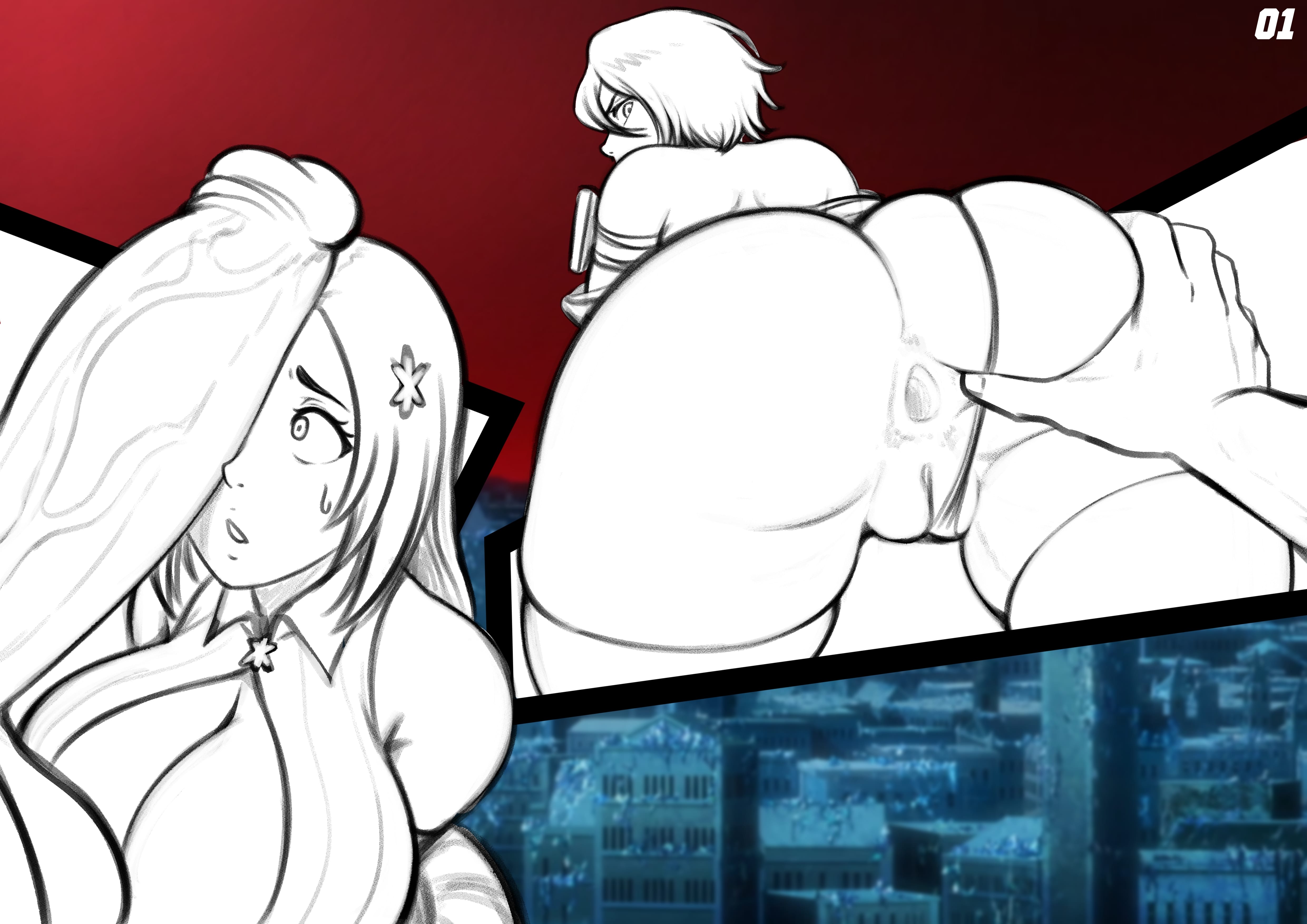 Rukia x Orihime in the 1000 Year ANAL Orgy page 43