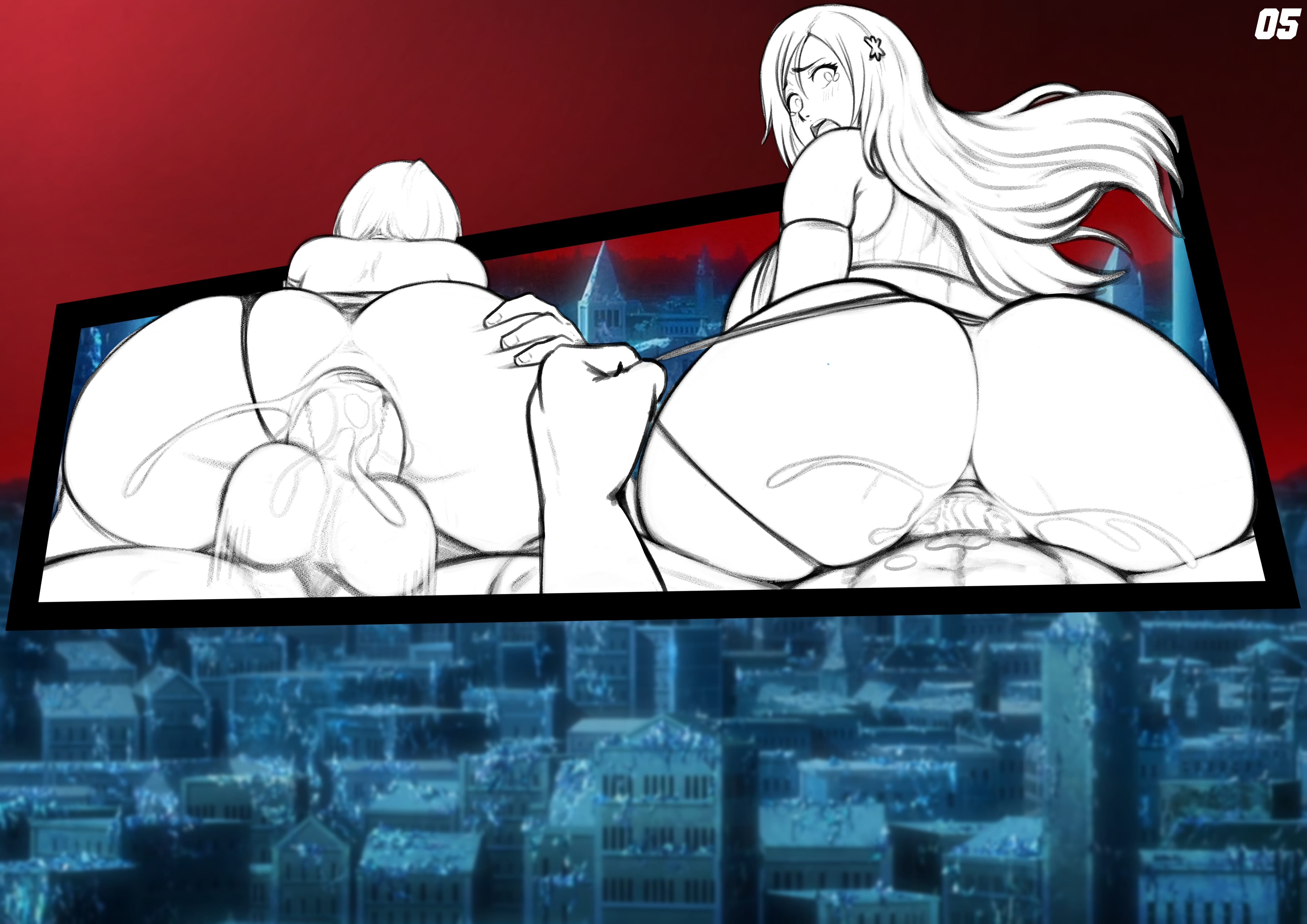 Rukia x Orihime in the 1000 Year ANAL Orgy page 47