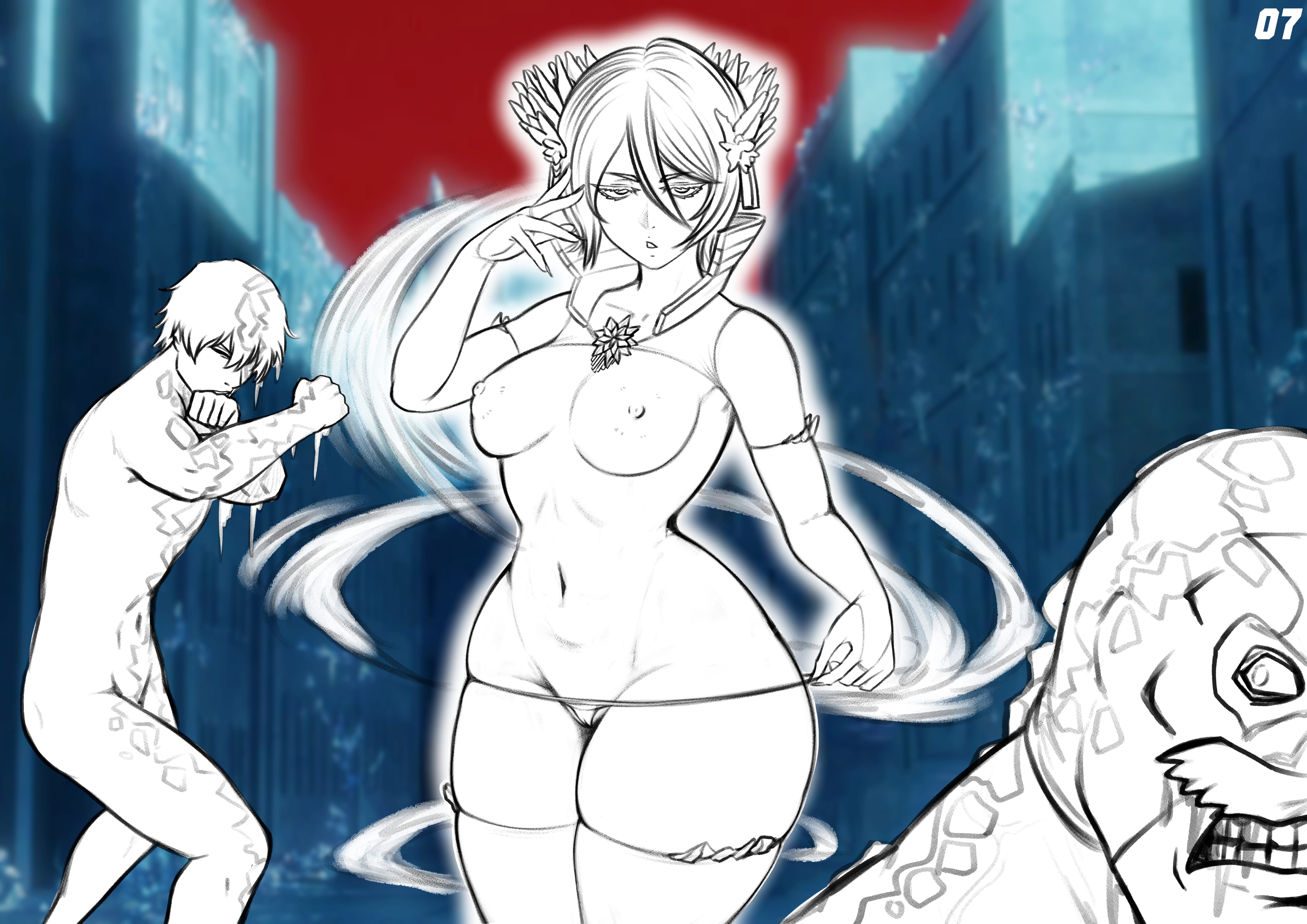Rukia x Orihime in the 1000 Year ANAL Orgy page 49